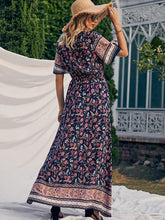 Load image into Gallery viewer, Wild Floral Print ,Short Sleeve Maxi Dress ,Rayon Boho Dress