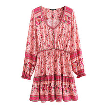 Load image into Gallery viewer, Mini Dress, Boho Sundress,Front Button Ruffles