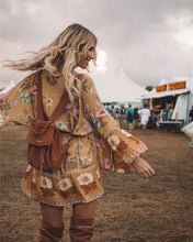 Load image into Gallery viewer, Boho Short Robe, Kimono Robe,Alisa Yellow Floral