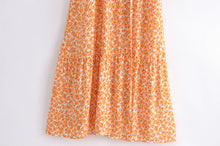 Load image into Gallery viewer, Orange Print ,Boho Dress,Bohemian Wrap Dress