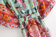 Load image into Gallery viewer, Bikini Cover-Ups,Boho Kimono Robe,Peacock Floral Print