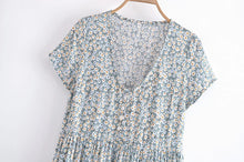 Load image into Gallery viewer, Leopard Floral Print ,Bohemian Mini Dress,Boho Dresses