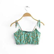 Load image into Gallery viewer, Boho Sets, Green Floral Print ,Mini Skirt and Tops
