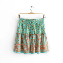 Load image into Gallery viewer, Boho Sets, Green Floral Print ,Mini Skirt and Tops