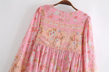 Load image into Gallery viewer, Tie Neck Floral Print ,mini Dress,Boho Dress