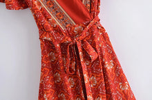 Load image into Gallery viewer, Wrap Mini Dress,Beach Summer Boho Dress