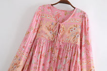 Load image into Gallery viewer, Tie Neck Floral Print ,mini Dress,Boho Dress
