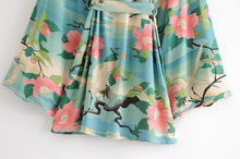 Load image into Gallery viewer, Boho Kimono,Bikini Cover-ups ,Crane Floral Print
