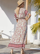 Load image into Gallery viewer, Wild Floral Print ,Short Sleeve Maxi Dress ,Rayon Boho Dress