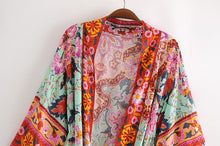 Load image into Gallery viewer, Bikini Cover-Ups,Boho Kimono Robe,Peacock Floral Print