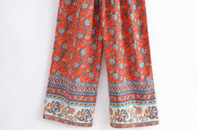 Load image into Gallery viewer, Red Floral Print , Boho Jumpsuit,Bohemian Rompers