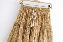 Load image into Gallery viewer, Leopard Printed Ruffles Tassel ,Bohemian Pleated Skirt,Boho Mini Skirt