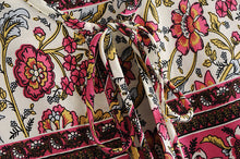 Load image into Gallery viewer, Multi Floral Print ,tie Neck ,Boho Maxi Dresses
