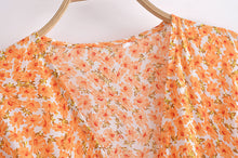Load image into Gallery viewer, Orange Print ,Boho Dress,Bohemian Wrap Dress