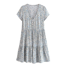 Load image into Gallery viewer, Leopard Floral Print ,Bohemian Mini Dress,Boho Dresses