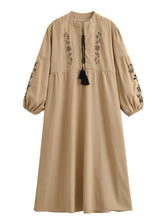 Load image into Gallery viewer, Retro Floral Emberoidered, Linen Cotton Vacation, Boho Maxi Dress