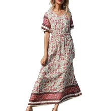 Load image into Gallery viewer, Wild Floral Print ,Short Sleeve Maxi Dress ,Rayon Boho Dress