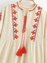 Load image into Gallery viewer, Floral Emberoidery ,Bohemian Maxi Dress ,Linen Cotton Dress