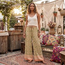 Load image into Gallery viewer, Geometric Floral Print ,Wide Leg Bohemian Pants , Boho Pant Pockets