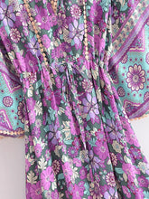 Load image into Gallery viewer, Purple Floral Print ,Bohemian Maxi Dresses ,Boho Dress
