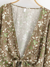 Load image into Gallery viewer, Wild Floral Beach Kimono Ruffles Tie-Front Vacation Bohemian Bikini Boho Cover-ups