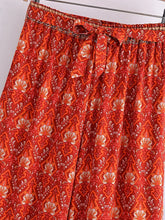 Load image into Gallery viewer, Red Floral Print ,Bohemian Pant , Rayon Boho Pants