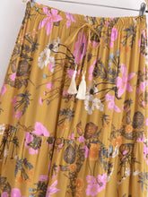 Load image into Gallery viewer, Yellow Floral Print,Bohemian Skirt,Boho Maxi Skirt