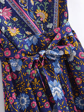 Load image into Gallery viewer, Green Wild Floral-Wrap Boho Mini Dress