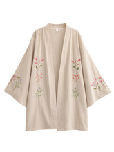 Load image into Gallery viewer, Flowers and Bees Embroidery, Beach Bohemian Kimono,Boho Bikini Cover-ups