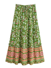 Load image into Gallery viewer, Wild Floral Print ,Bohemian Skirt with Pockets,Ruffles Boho Skirt