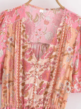 Load image into Gallery viewer, Pink Floral Print,Bohemian Maxi Dress,Boho Dress