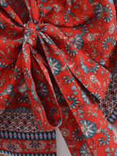 Load image into Gallery viewer, Bohemian Kimono, Boho Bikini Cover-ups,Red Floral