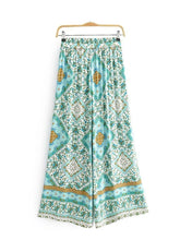 Load image into Gallery viewer, Green Floral Print ,Bohemian Pant , Rayon Boho Pants