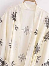 Load image into Gallery viewer, White Floral ,Beach Bohemian Kimono,Boho Bikini Cover-ups