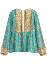 Load image into Gallery viewer, Boho Blouse Shirt,Bohemian Blusas,Floral Print