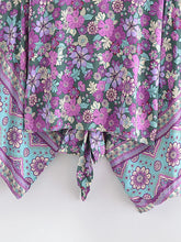 Load image into Gallery viewer, Bohemian Kimono, Boho Bikini Cover-ups,Purple Floral Print