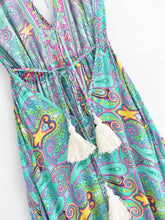 Load image into Gallery viewer, Wild Floral ,Backless Sexy Maxi Dress , High-Low Tassel Strapless Boho Dress