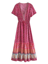 Load image into Gallery viewer, Floral Print Bat Sleeve Beach Bohemian Maxi Dresses Robe
