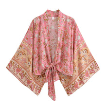 Load image into Gallery viewer, Vintage Floral Print ,Beach Summer Kimono , Boho Cover-ups