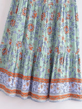 Load image into Gallery viewer, Green Floral Print ,Beach Bohemian Skirt,Boho Skirts