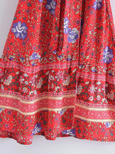 Load image into Gallery viewer, Green Wild Floral-Wrap Boho Mini Dress