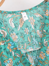 Load image into Gallery viewer, Green Floral Print ,Bohemian Mini Dress,Boho Dress