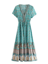 Load image into Gallery viewer, Floral Print Bat Sleeve Beach Bohemian Maxi Dresses Robe
