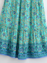 Load image into Gallery viewer, Boho Skirt with Pockets, Floral Printed Ruffles,Bohemian Pleated Maxi Skirts
