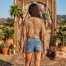 Load image into Gallery viewer, Wild Floral Beach Kimono Ruffles Tie-Front Boho Cover-ups