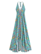 Load image into Gallery viewer, Wild Floral ,Backless Sexy Maxi Dress , High-Low Tassel Strapless Boho Dress