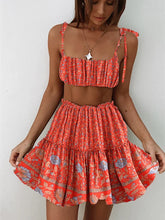 Load image into Gallery viewer, Floral Print Beach ,Bohemian Pleated Skirt,Boho Mini Skirt