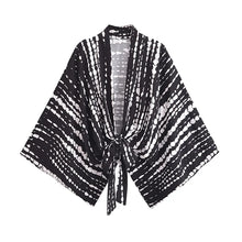 Load image into Gallery viewer, Bohemian Kimono, Boho Bikini Cover-ups,Black Floral Print