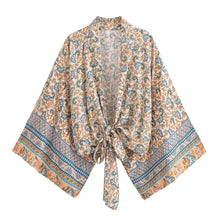 Load image into Gallery viewer, Bohemian Kimono, Boho Bikini Cover-ups,Red Floral