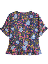 Load image into Gallery viewer, Lace-up Floral,Bohemian Shirt ,Boho Blusas